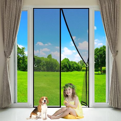Porte Moustiquaire Magnétique Rideau 130x220cm Noir Rideau Porte Anti insectes Fermeture Automatique Antimoustique sans Perçage pour Cuisine/Salon (1/3)