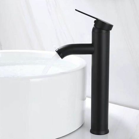 Waschtisch-Mischbatterie, Design mit hohem Auslauf, Einloch-Wasserhahn, für Aufsatzwaschbecken für Badezimmer in Chrom-Kupfer mit abnehmbarem Luftsprudler (1/5)