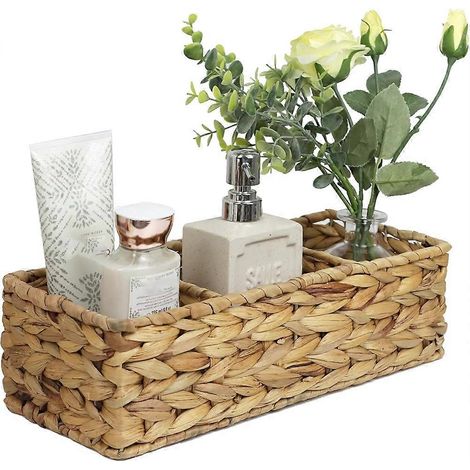 Panier tressé à la main pour papier toilette, panier de rangement à 3 compartiments, organisateur de salle de bain. (1/5)
