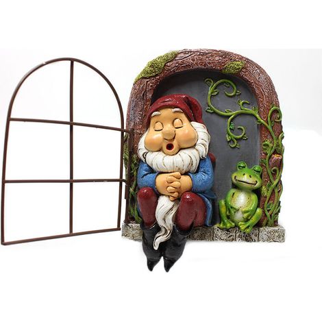 royaluxe -Statues de jardin de nain, sculptures et statues de jardin, décoration de jardin fantaisiste, sculpture d'arbre, décoration de jardin miniature en résine, nain de jardin, elfe, porte de sort (1/3)