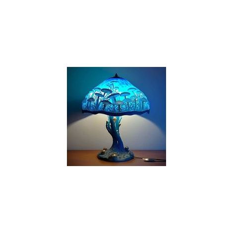 Nouveauté 2025 : Lampe de table Tiffany Glass Plant Series, lampe de table rétro, lampe champignon colorée (1/4)