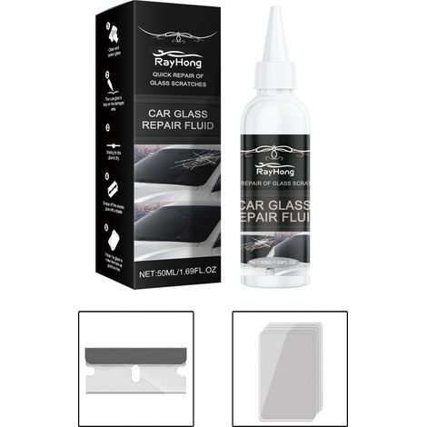 Autoglas-Reparaturkleber, Nano-Glasreparaturflüssigkeit, Schnellreparatur für gesprungenes Glas – 50 ml + 1 Klinge + 5 Aushärtungsfolien -- BIEMMEDUE (1/5)