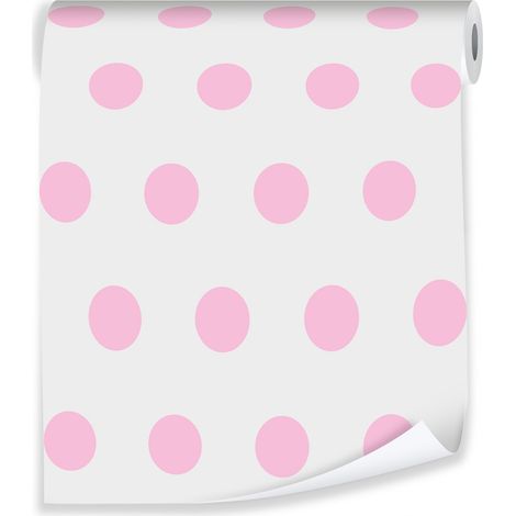 Papier peint rose à pois pour décorer les murs d'une chambre d'enfant – rouleau 0,5 x 10 m, papier peint intissé écologique Wallarena