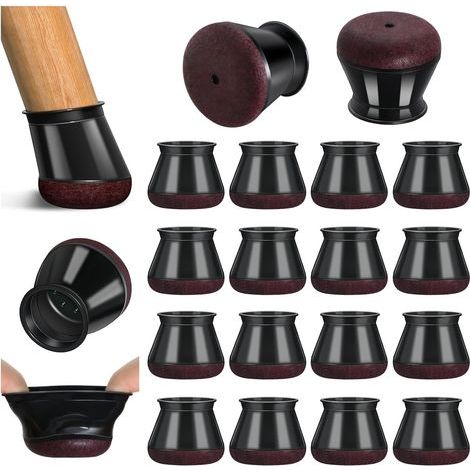 Protection Pied de Chaise, Patins pour Chaises en Silicone avec Feutre épaissi, 16 pièces Noir Petit Patin de Chaise Protections Tampon de Sol, réduire Les Rayures (1/5)