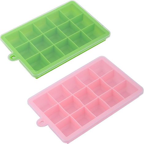 Silikon-Eiswürfelform – 15 oder 24 Fächer pro Form – Für Whisky und Babynahrung – 2er-Set (1/5)