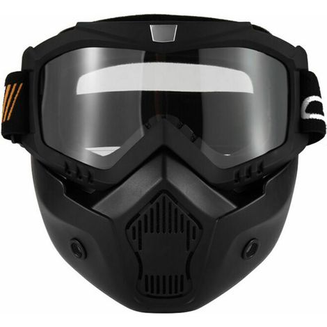 royaluxe -Masque de moto Lunettes détachables et filtre buccal pour casque ouvert Motocross Ski Snowboard (1/5)