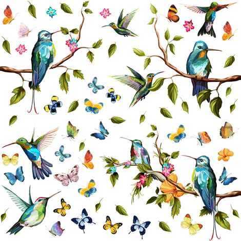 Adhésif Fenêtre Oiseaux - Décalcomanie Anti-collision pour Vitre - En PVC Statique Double Face - Pour Maison Bureau Cuisine Salle de Bain - 2 Feuilles (1/5)