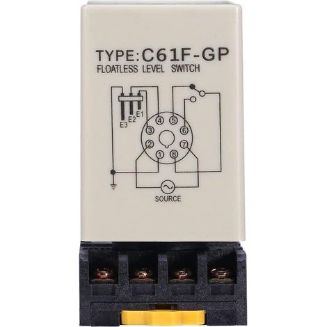 Wasserstandsregelungsrelais, schwimmerloser Flüssigkeitsstandschalter, AC 220 V, 50/60 Hz, mit Sockel C61f-Gp