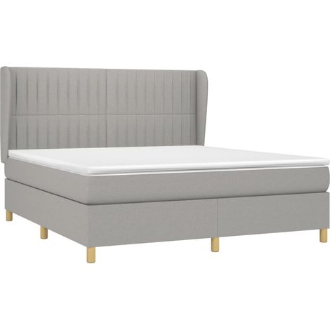 Sommier à lattes de lit avec matelas Gris clair 180x200cm Tissu vidaXL (1/5)