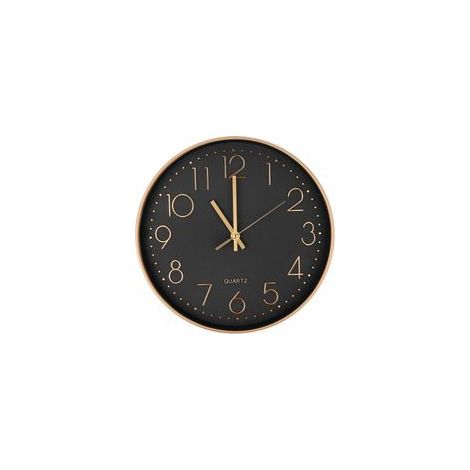 Horloge Murale Moderne Silencieuse à Quartz 25cm,Chiffres Surdimensionnés Ronde Murale Horloge(Or Rose)