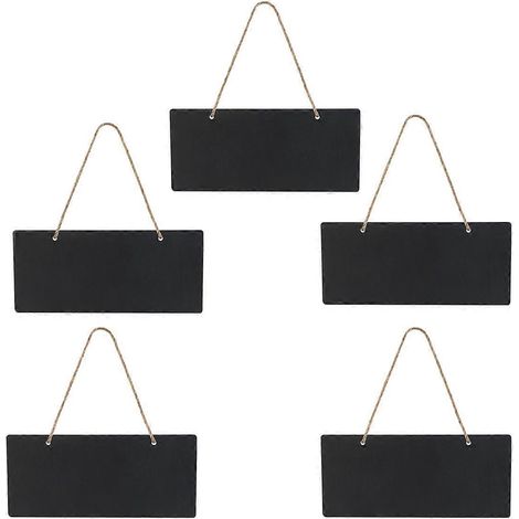Lot de 5 étiquettes en bois pour plantes, bloc-notes, tableau noir suspendu, panneaux de mariage, mini tableau noir suspendu-Black