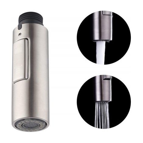 Longziming - Douchette de robinet de cuisine en acier inoxydable - Accessoire de robinet de cuisine avec douchette à main - 2 fonctions : jet et pulvérisation - Acier inoxydable SUS304 - Raccord unive (1/5)