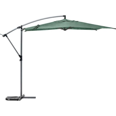 Parasol Déporté Rond Manoa Vert et Gris Acier (1/5)