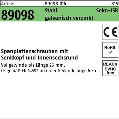 Spanplattenschraube R 89098 SEKO VG ISR 3 x 12 -T10 Stahl galv.verz. 1000St. FS