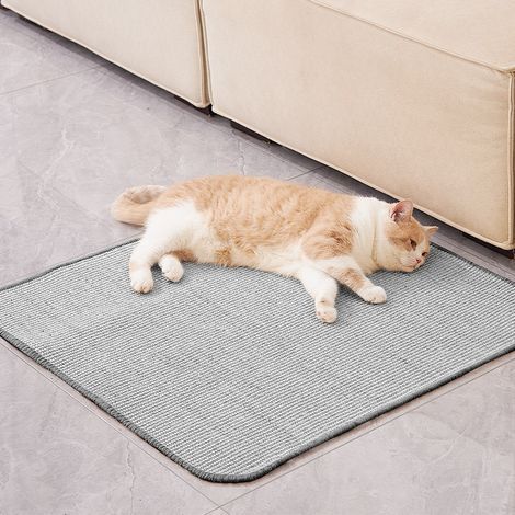 2-Piece Cat Scratching Mat Set, 25 x 50cm, Sisal Wall-Mounted Cat Scratching Mat with Adhesive Strip, Scratching Mat to Protect Carpets and Sofas (Grey) (1/4)