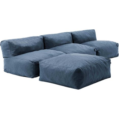 Canapé d'angle fixe modulable 4 places bleu pacific - Mixi