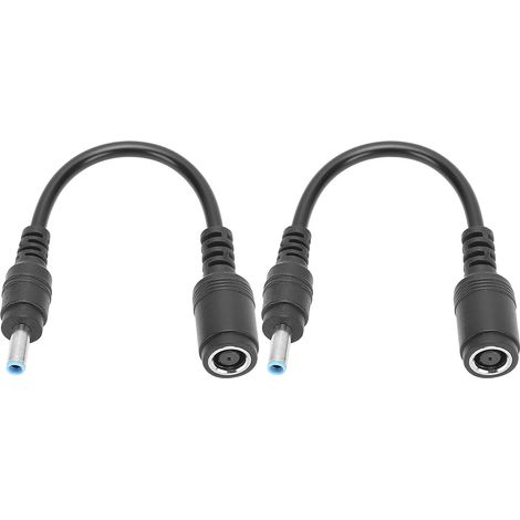 2-teiliger schwarzer Adapter (Buchse auf Stecker) für HP/Dell, 7,4 x 5,0 mm auf 4,5 x 3,0 mm, gerade und abgewinkelt (1/5)