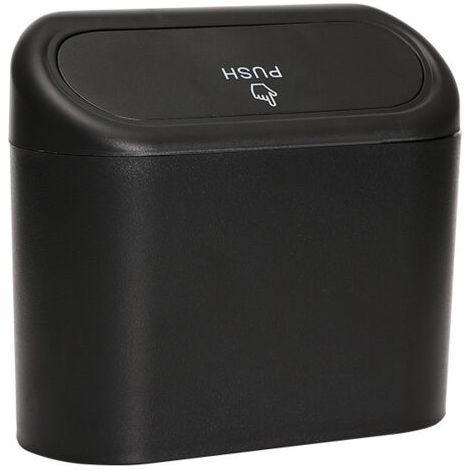 BUNTHAUS Poubelle de voiture noire  avec couvercle, compacte et à porte clipsable (1/5)