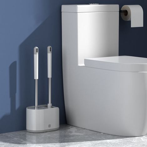 Langstielige Toilettenbürste, weiche Borsten, 2-in-1, ergonomischer Griff, Kunststoff-Toilettenbürste (1/5)