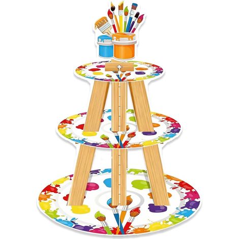 2 Présentoir à gâteaux, Carton, 3 niveaux, Diamètre 6,5-11,8 pouces, Fête anniversaire (1/5)