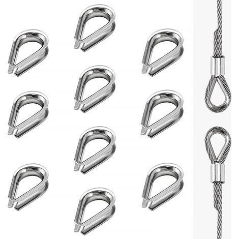 10 Pièces M5 Cosses de Câble en Acier Inoxydable 304, Outils de Gréement de Câble, Cosse Coeur, pour Bateau, Voile D'ombrage, Clôture (1/5)