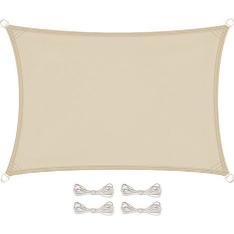 Voile d'ombrage rectangulaire imperméable et anti-UV - 3 x 4 m - Beige - Linxor beige 3 x 4 m (1/5)