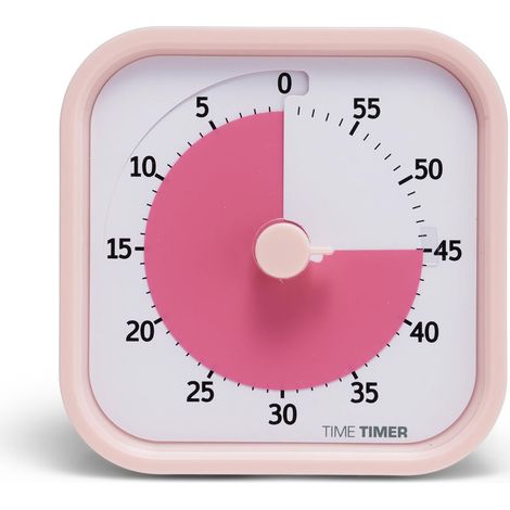 Minuterie visuelle de 60 minutes outil d'étude de fournitures scolaires à la maison, minuterie pour bureau d'enfant, bureau et réunions avec fonctionnement silencieux (Rose Pivoine) (1/5)
