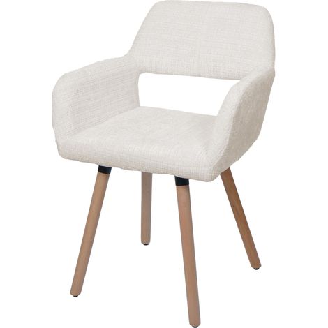 Chaise de salle à manger HWC-A50 II, chaise de cuisine chaise rembourrée, bois tissu/textile chenille (465g/m²) MVG cr (1/2)
