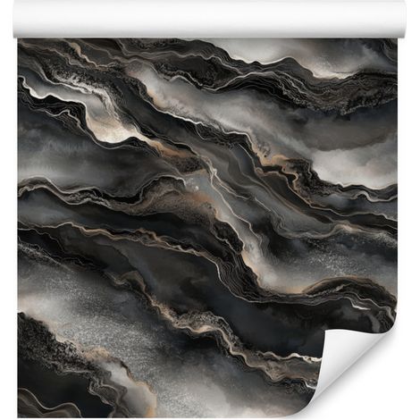 Papier peint encre graphite, marron, gris et noir 50x1000 cm (1/5)