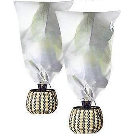 Lot de 2 housses de protection contre le gel 99 x 119 cm pour plantes, housses de protection hivernales avec cordon de serrage, blanches (1/5)