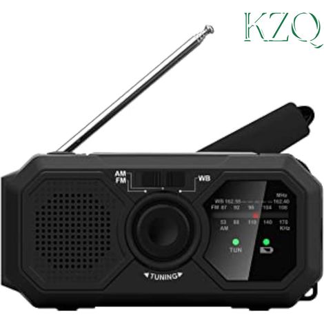 Radio de Survie Solaire et Manivelle - Lampe de Poche LED - Mini Radio Météo NOAA AM/FM Batterie Rechargeable Noir-KZQ (1/5)