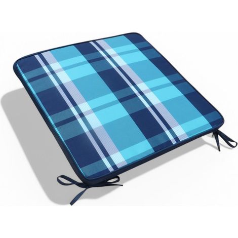 Cuscino seduta large in poliestere sfoderabile a quadri blu 45x50 cm (1/3)