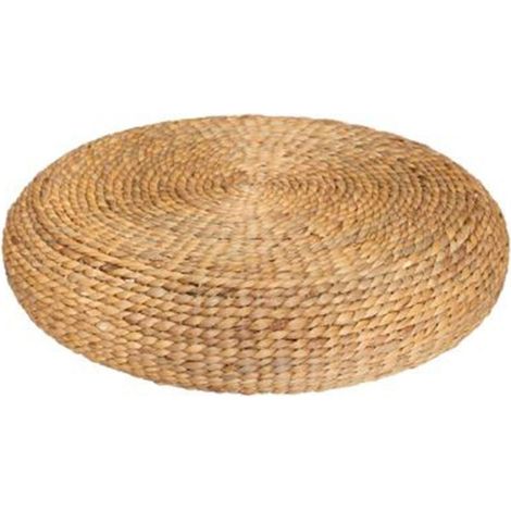 Pouf Rond Tressé "Wonderly" 55cm Beige (1/3)