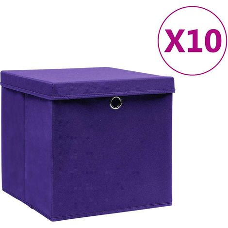 Aufbewahrungsboxen mit Deckeln 10 Stk. 28x28x28 cm Lila