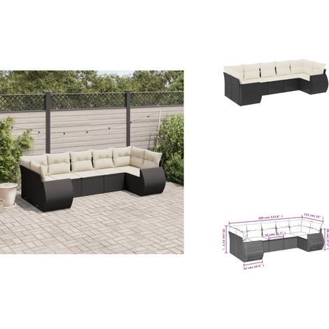 7-tlg. Garten-Sofagarnitur mit Kissen Schwarz Poly Rattan - Gartenmöbel - Outdoor Möbel - Rattan Gartenmöbel - Lounge Set - Esstischgarnitur (1/3)