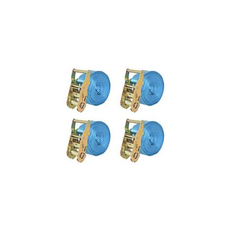 Ratschenzurrgurte, 4er-Set, 2 Tonnen Tragfähigkeit, 6 m x 38 mm, blau - Crezuo