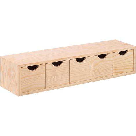 Mini bloc de rangement 5 tiroirs en pin massif – Solution compacte pour petits objets – Design naturel et esthétique – Livré assemblé – Astigarraga