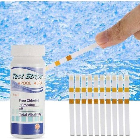 Bandelette Test PH - Chlore Libre - Alcalinité Totale - Pour Piscine Spa Bain à Remous - 100 Pièces (1/4)