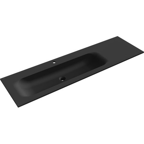 Mexen Vela lavabo empotrado en encimera izquierdo 161 x 46,5 cm, negro mate - 25231671L (1/3)