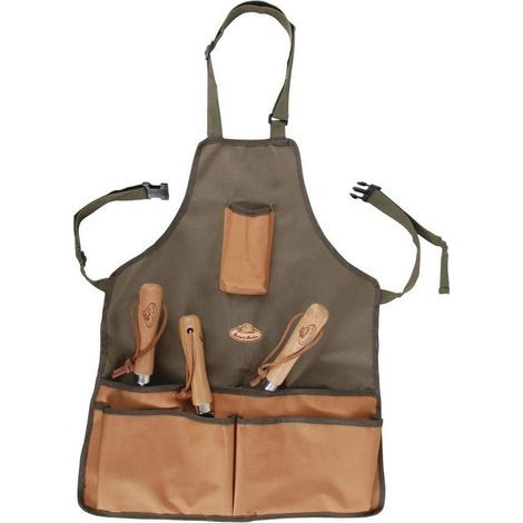 Esschert Design – Tablier à outils de jardin 48x58 cm en toile polyester – 6 poches pour outils – Ajustable pour confort – Poids léger 300g (1/5)