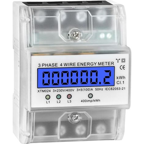 3-Phasen-Stromrichter, 4 dreiphasige Stromkreise, 230 V, 400 V, 5–100 A, elektrische Schiene, DIN-Kalibrierung mit LCD-Nummer zur Messung der Leistung