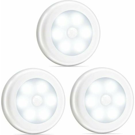 royaluxe - 3pcs Motion Sensor Light, sans fil alimenté par batterie Led Night, Stick-Anywhere Placard Lights Escaliers Lumières Couloir Salle De Bains Chambre Cuisine Placard Escaliers (Lumière blanch (1/5)