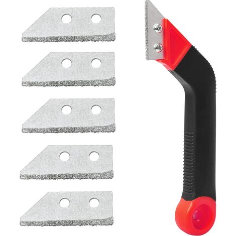 Décapant à joints de carrelage, scie à onglet pour joints, râteau grattoir (avec 5 lames de rechange) pour le nettoyage des carreaux