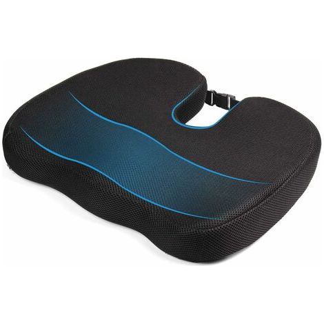 SABIR Coussin Coccyx, Coussin de siège orthopédique en mousse à mémoire de forme, Noir (1/4)