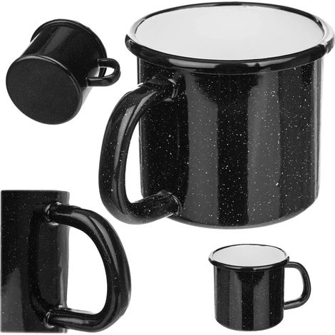 Mug en émail, capacité 400ml, hauteur 9cm, diamètre 8cm, adapté pour les boissons chaudes et froides, certifié CE / UE (1/5)
