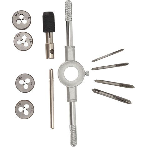 Kit de filetage lourd standard métrique 10 pièces, tarauds et filières, M3-M6, pour la coupe de filetages extérieurs et intérieurs (pour les lignes spéciales robustes). (1/5)