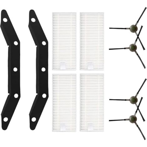 Lot de 10 brosses latérales pour aspirateur robot Lefant M210 M210S M210B M213 N1 M2 F1 - 2 raclettes d'aspiration, 4 filtres haute efficacité, 4 brosses latérales (1/5)