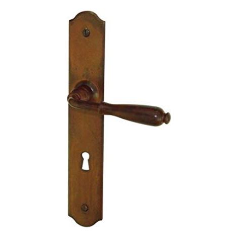 Brionne – Ensemble de porte Espalion Fer rouillé ciré – Poignée salle de bain et WC – Entraxe 195 mm – 1019442RO (1/2)