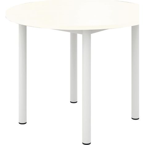 Table de réunion Meet ronde, coloris blanc, pieds blancs, diamètre 10 cm