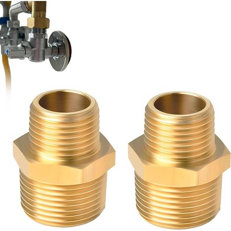 2 Pieces Brass Reducing Fittings 1/2" Male to 3/4" Male, 1/2 Male Nipple 3/4 Male, Hose Connectors, Durable Plumbing Fittings and Temperature Resistant (20 x 25mm) (1/5)